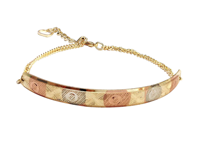 Fashion Three Tone Plated Charm Bangle Bracelet